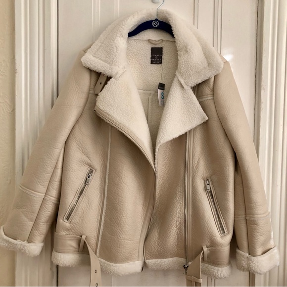 Primark Faux Leather Sherling Jacket/Coat Size Small - Picture 3 of 16